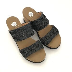YELLOW BOX Wedge Platform Sandals Shoes Black Adalee Women’s Size 8